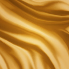 elegant draped cloth background illustration, beautiful silk fabric folds creases and wrinkles, wavy graphic art image, smooth wave design background, champagne yellow gold color with smooth texture
