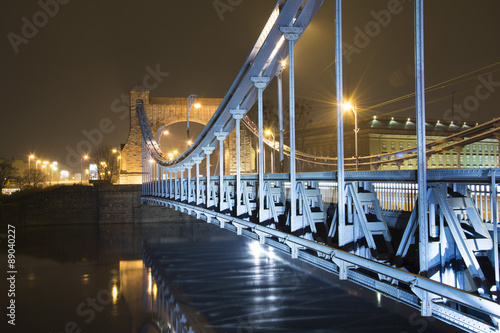 Nowoczesny obraz na płótnie Grunwaldzki Bridge in Wroclaw (Poland) at night