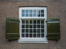 Georgian Stye Window Frame On Brick House In Amsterdam