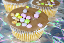 Cupcake Muffin With Chocolate And Smarties