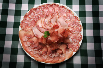 Poster - Wędliny Salumi Kallskuret Vleeswaren Fiambre Frios Aufschnitt Carne freda Lunch meat Salume Assiette anglaise Cold cuts Prosciutto Sandwich meats Cooked meats San Daniele Deli meats Salumeria Parma 