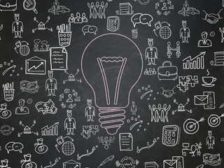 Wall Mural - Business concept: Light Bulb on School Board background