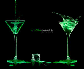 Wall Mural - Two Cocktail Glasses with Green Liquor. Style and Celebration Co