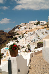 Traditional architecture of Oia village on Santorini island, Gre