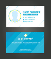 Business card template, blue pattern vector design editable