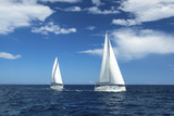 Fototapeta  - Boats in sailing regatta. Luxury yachts.