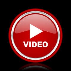 Aufkleber - video red glossy web icon
