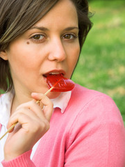 Canvas Print - Woman with a lollipop