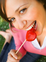 Canvas Print - Woman with a lollipop