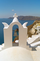 Traditional architecture of Oia village on Santorini island, Gre