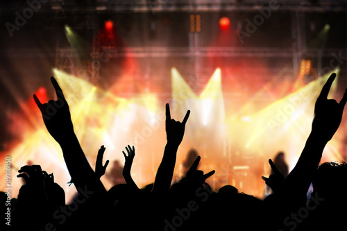 Obraz na płótnie canvas czteroczęściowy "tetraptyk" Publiczny koncert podniósł rękę