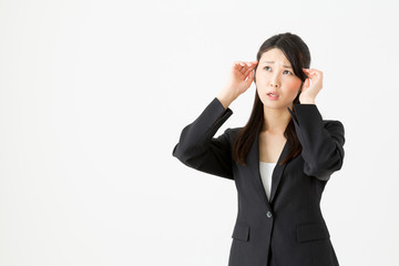 asian businesswoman on white background