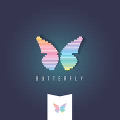 Wall Mural - multicolored vivid bright abstract butterfly logo sign