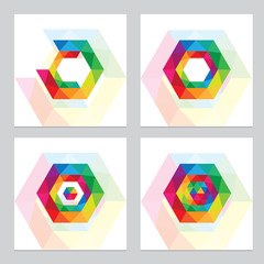 Sticker - vivid multicolored abstract low polygon design element logos. multiple triangles constructing geomet