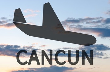 Sticker - Airplane landing on Cancun airport