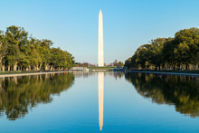Washington Monument Washington DC, USA. Seen From Reflecting Pool.