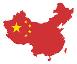 Fototapeta Tulipany - Peoples Republic of China Flag in Map Vector Illustration