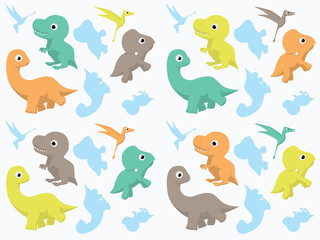 Fototapeta ładny kreskówka tyranozaur wzór dinozaur