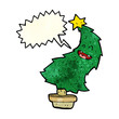© lineartestpilot - cartoon dancing christmas tree with speech bubble