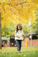 Sticker - Little girl at the autumn park