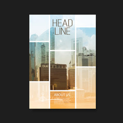 Wall Mural - Business Flyer or Cover Design with Skyscrapers - Corporate Identity Design Template