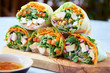 Serving healthy fresh asian spring roll wraps