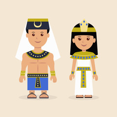 Male and female in the Egyptian attire. 