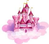 Vector pink princess magic castle.