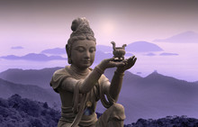 Buddhist Statue At Po Lin Monastery - Lantau Island. 
