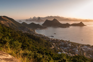 Fototapete - Beautiful View of Rio de Janeiro Mountains by Sunset