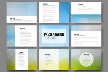 Wall Mural - set of 9 templates for presentation slides. triangle design