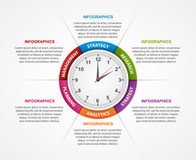 Abstract Infographic With Clock In The Centre. Design Template.