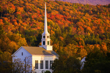 Fall Foliage Behind A Rural Vermont Church