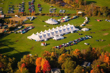 aerial view of event tent in vermont.