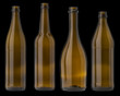 Brown bottle glass of beer and cider on black background
