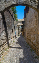 Back Street In The Medieval Town Of Rhodes
