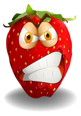 Wall Mural - Strawberry with angry face