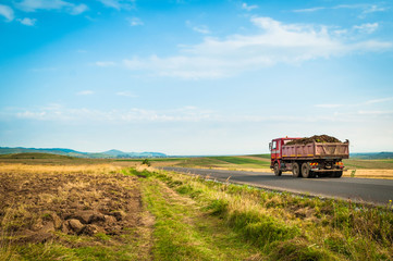 Truck transporting soil