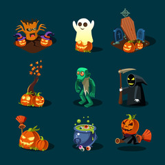 Poster - Halloween symbols collection.