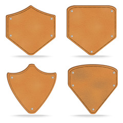 Sticker - Set of leather tag labels on white