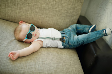 cute little boy in sunglasses