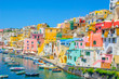 italian island procida is famous for its colorful marina, tiny narrow streets and many beaches which all together attract every year crowds of tourists coming from naples - napoli.
