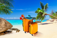 Summer Holidays With Baggages On The Tropical Beach