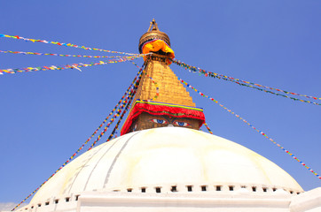 Sticker - Bodnath stupa and prayer flags in Kathmandu, Nepal