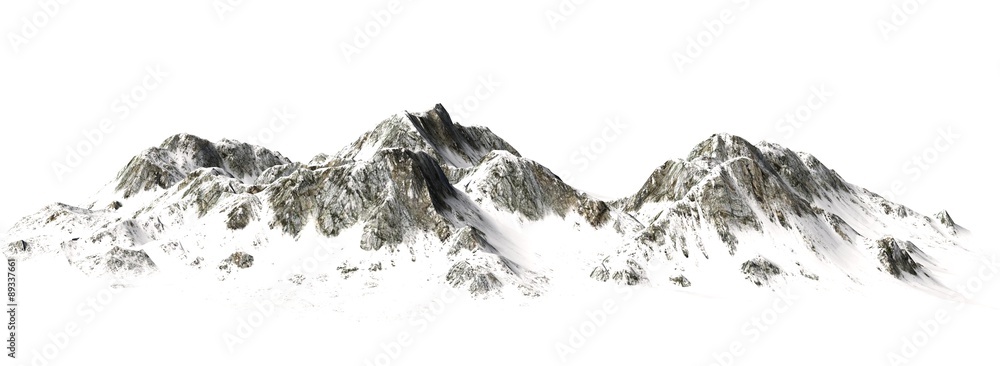 
Snowy Mountains - Mountain Peak - separated on white background - obrazy, fototapety, plakaty 
