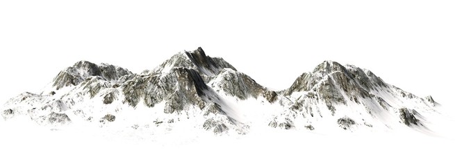 snowy mountains - mountain peak - separated on white background