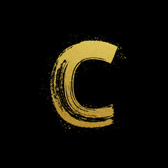 Wall Mural - Gold glittering brush hand painted letter C