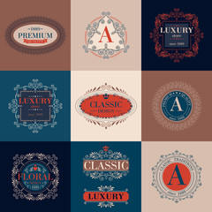 Wall Mural - Luxury logo template ornament labels set.