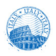 Italy vector logo design template. Shabby stamp or Colosseum