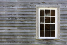 Rustic Clapboard Wall With Window Background